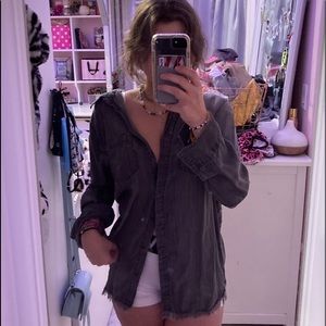 Beachy Black Button Up